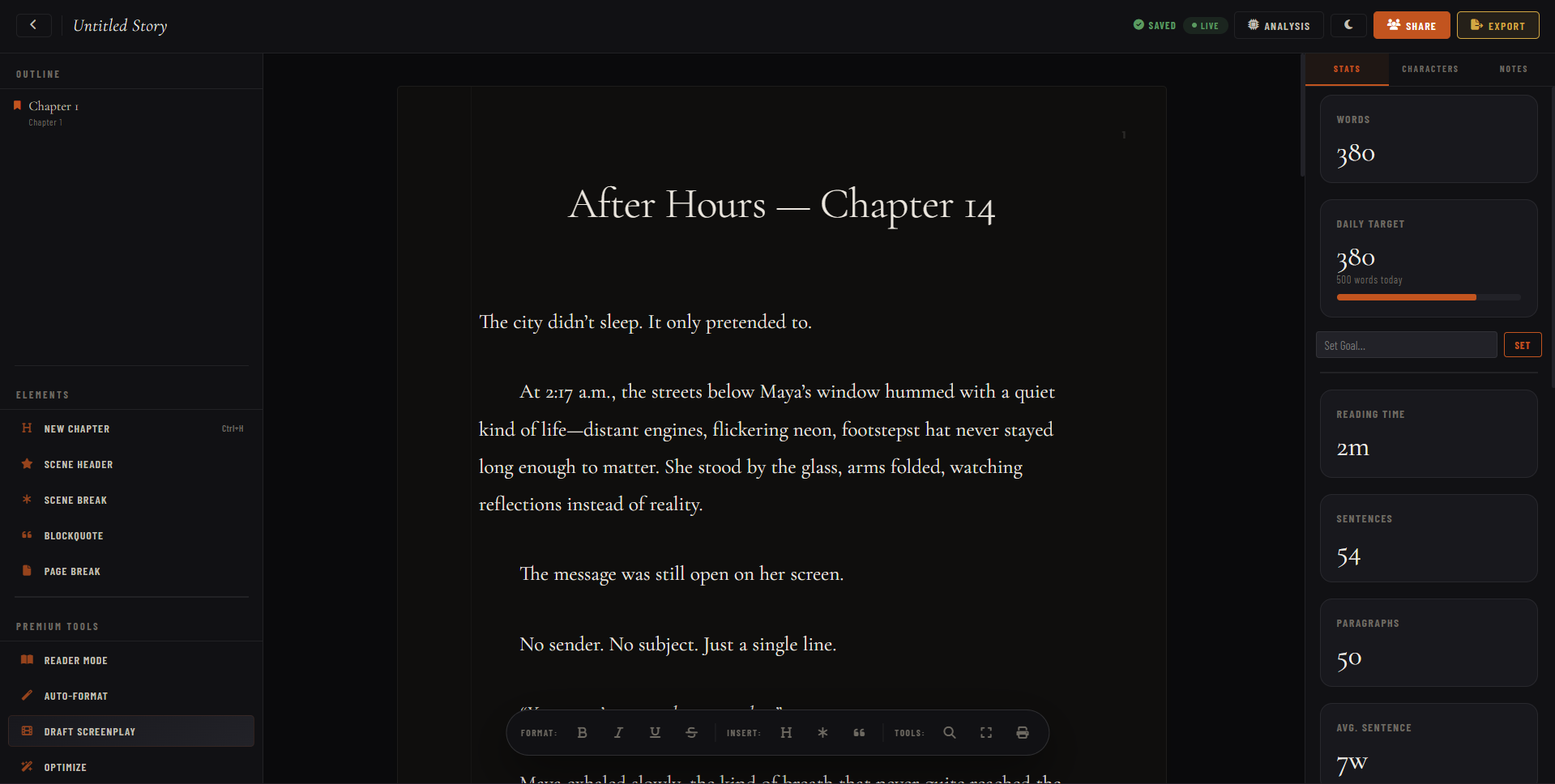 After Hours novel formatted in ScriptAce — Chapter 14